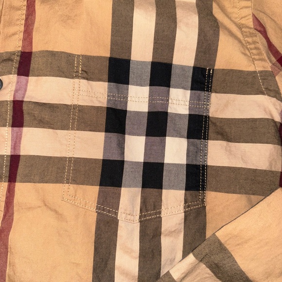 Burberry Nova Check Print Beige Button Down Shirt - Picture 4 of 11